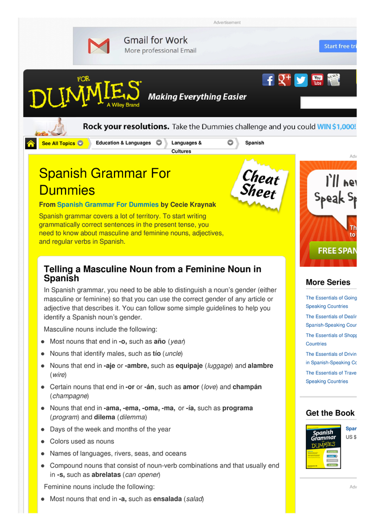Spanish Grammar For Dummies